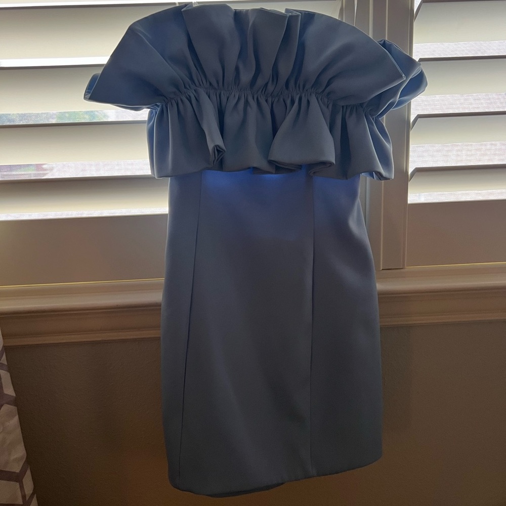 Light blue strapless dress